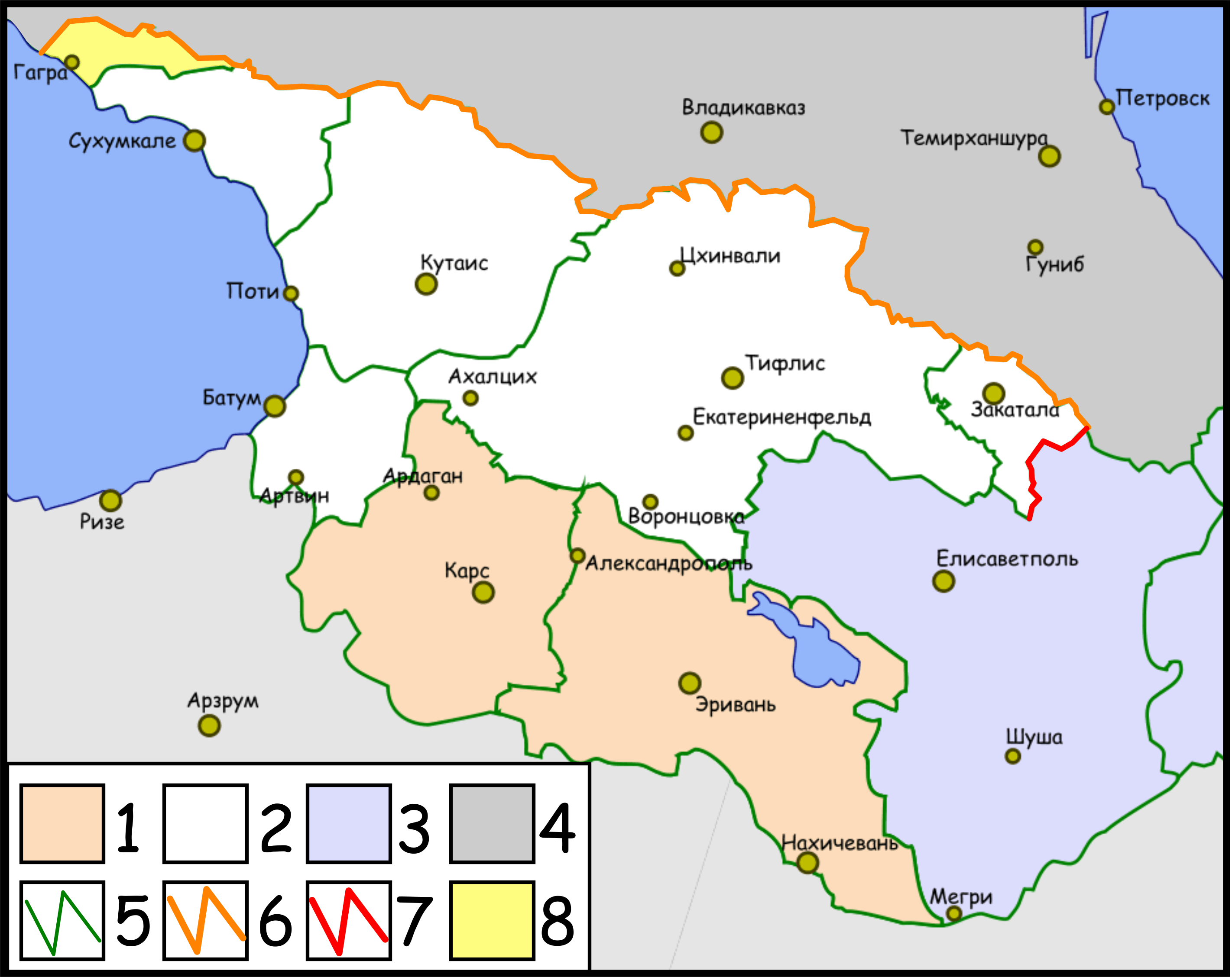 Общие границы грузии